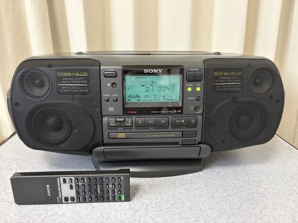 美品】sony/ソニー☆ソナホーク ZS-5 CDラジカセ☆スイベル・リモコン