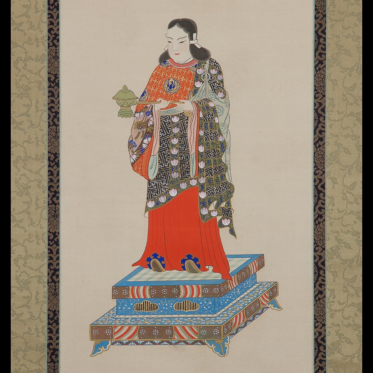 五】掛軸 『聖徳太子孝養像』 紙本 彩色 箱付の落札情報詳細 - Yahoo