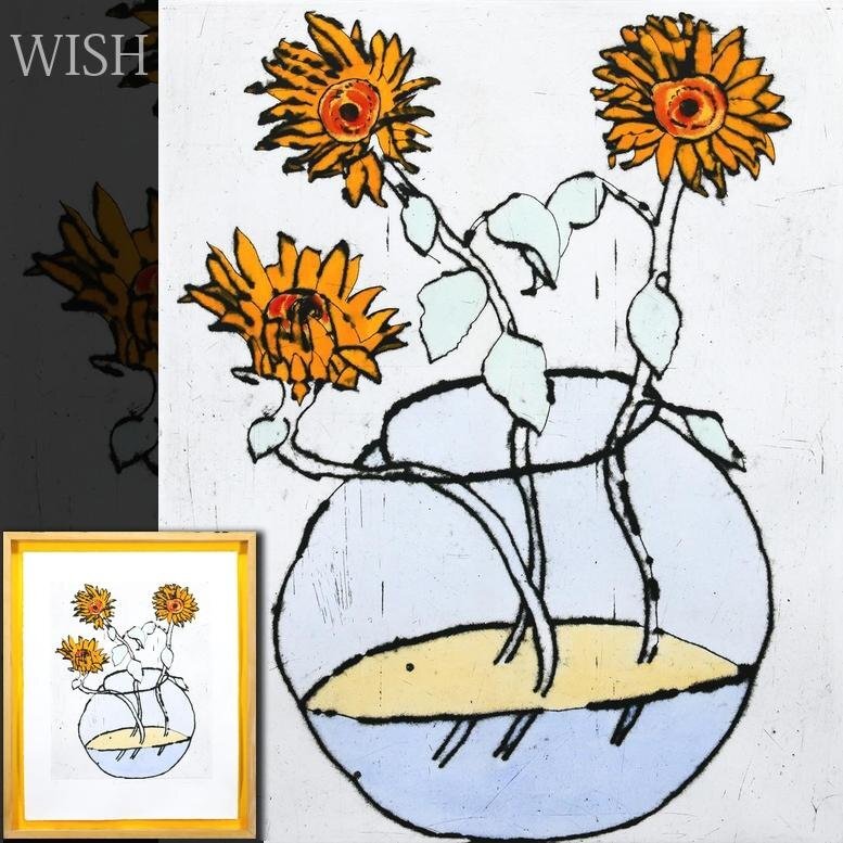 真作】【WISH】リチャード・スペア Richard Spare 銅版画 花 直筆