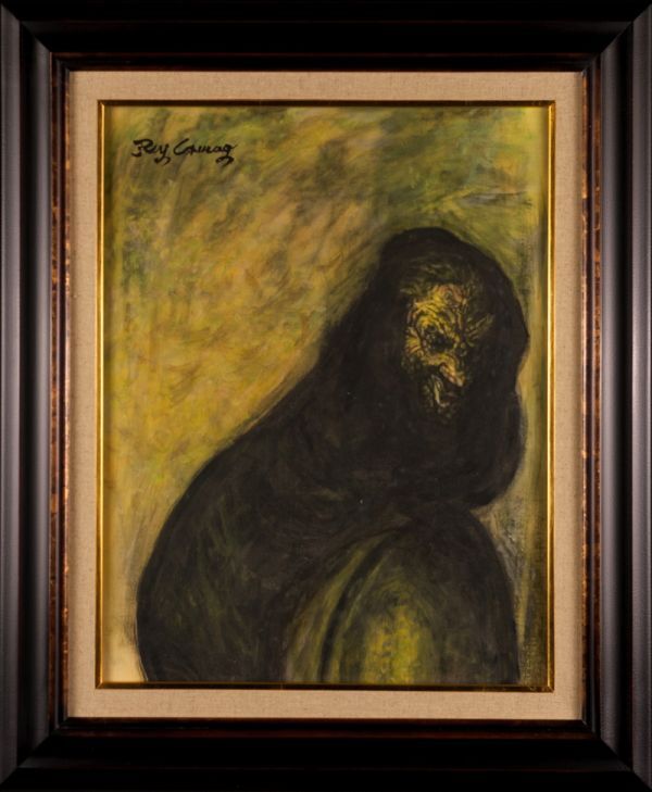 ▽ 人物画 「蛾と老人」鴨居玲 日本油絵 F6号額装 ▽の落札情報詳細