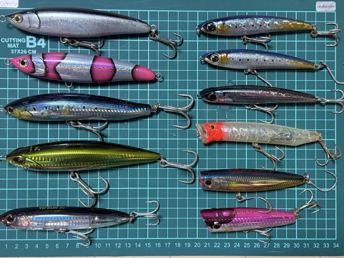 やや傷や汚れあり】【1円スタート】ウッド製ダイビングペンシル4点