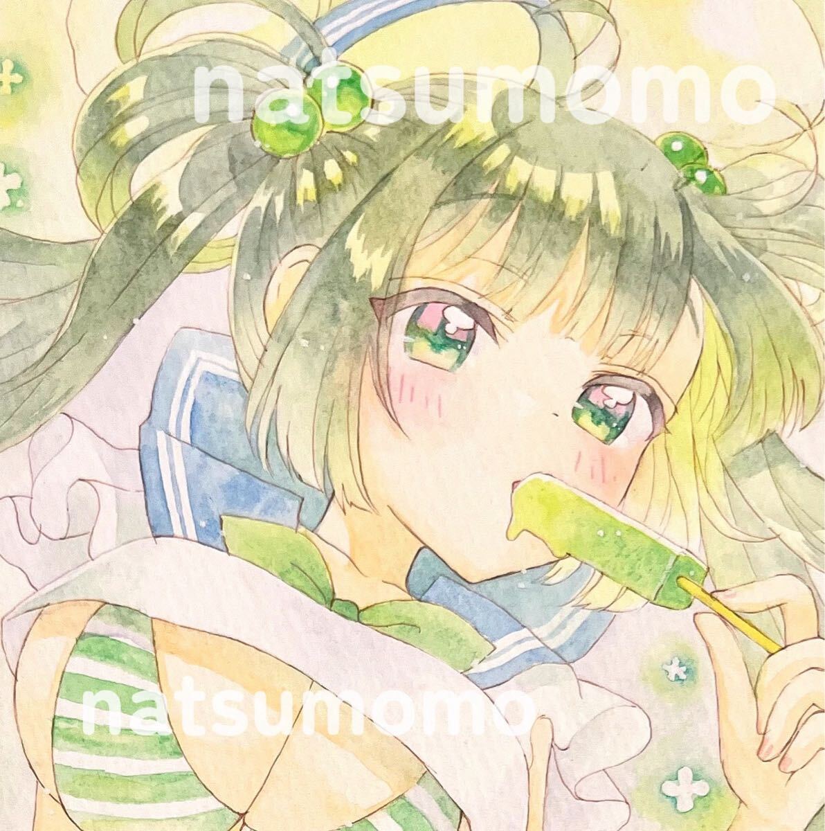 新品】オリジナル【メロンクリームソーダの女の子】擬人化 手描き