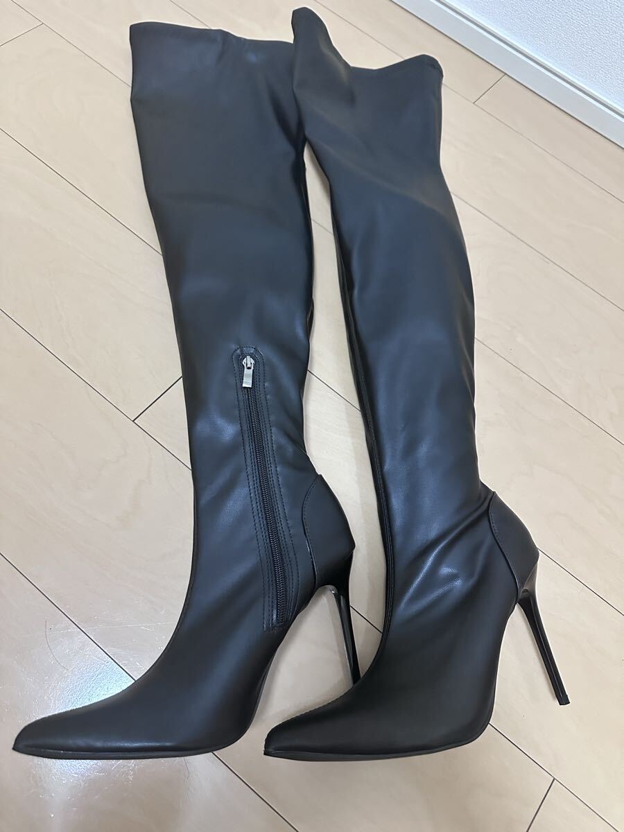 ダイアナ DIANA レザーロングブーツ 尖りピタピタ ストレッチ