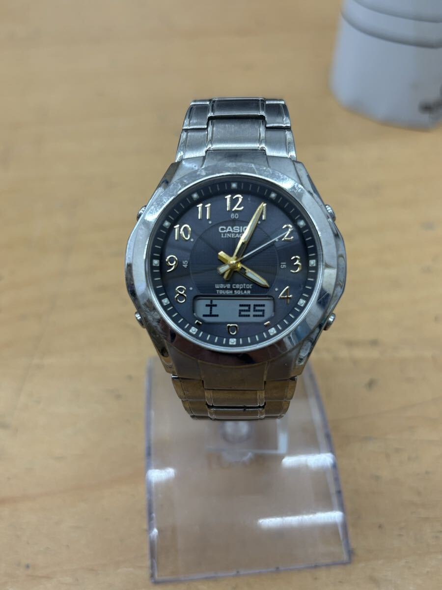 傷や汚れあり】CASIO LINEAGE TITANIUM LIN-163 クォーツ 腕時計☆電池 