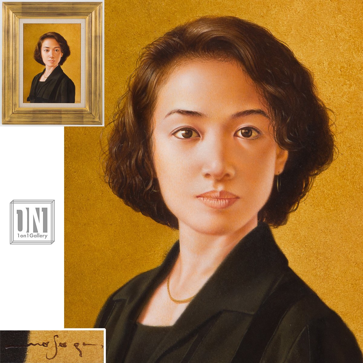 D-266 現代美術 近代画家 写実画 リアリズム 美人画 女性像 細密 油彩