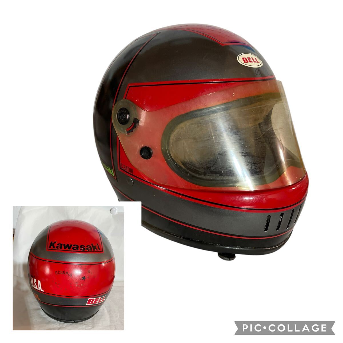 レア！70s KAWASAKI ビンテージ フルフェイスヘルメット L 純正