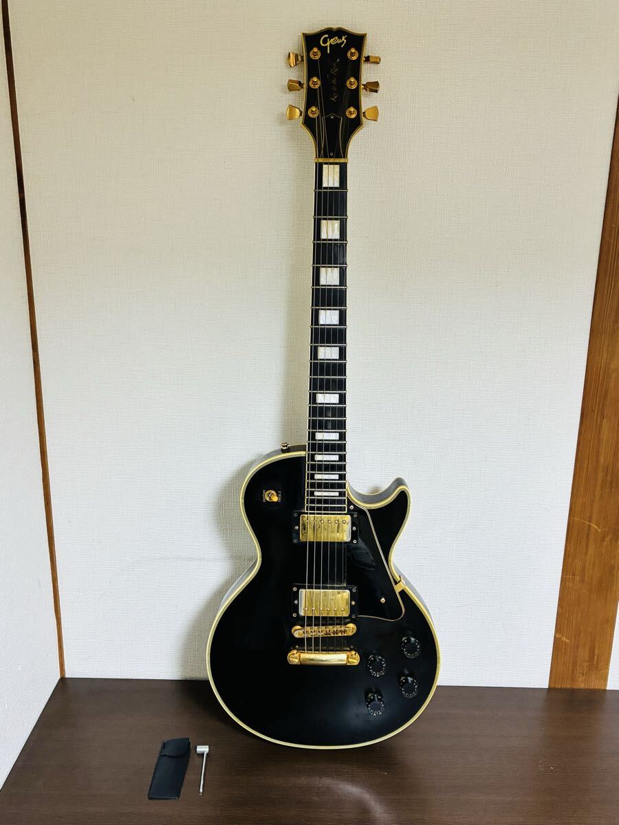 Tomson レスポールカスタム ブラック エレキギター ケース付 中古】TOMSON/トムソン レスポールカスタムタイプ エレキギターの落札