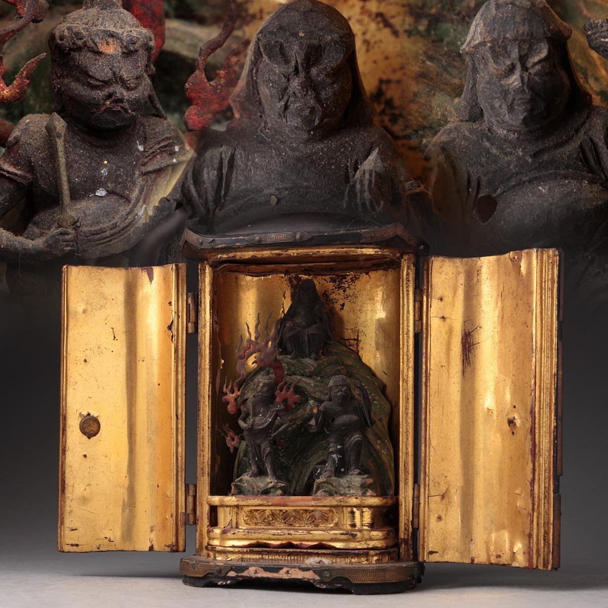 五】珍品 厨子入 木造双身毘沙門天像の落札情報詳細 - Yahoo