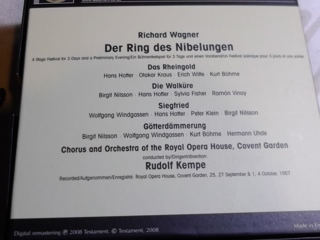 ルドルフ・ケンペ　ワーグナーニーベルングの指環　全曲　コベントガーデン　1957 ルドルフ・ケンペ ワーグナーニーベルングの指環 全曲 コベント