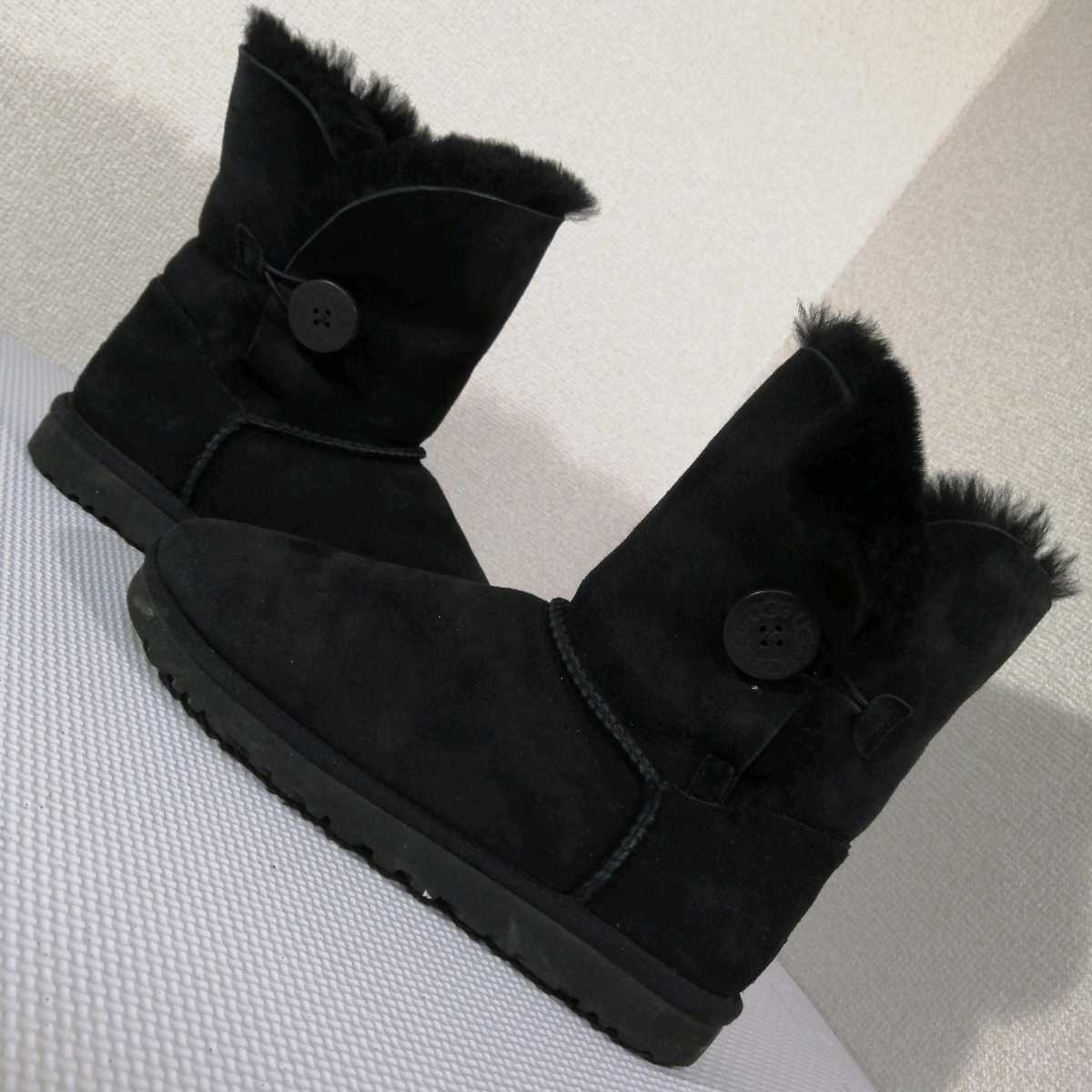 J 人気ブランド Ugg アグ ベイリーボタン ムートンブーツ ショートブーツ レディース シューズ サイズ23cm ブラック 黒 ファー の落札情報詳細 ヤフオク落札価格情報 オークフリー スマートフォン版