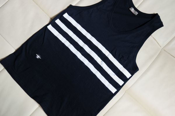 レア ディオールオム bee刺繍 ポケット付タンクトップ XS ボーダー