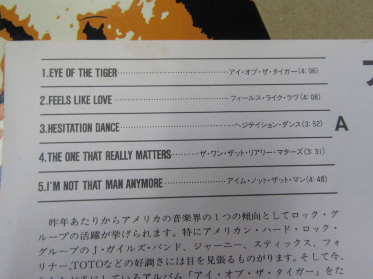 Lp サバイバー Survivor アイ オブ ザ タイガー Eye Of The Tiger 国内盤 C25y 0024 帯付 の落札情報詳細 ヤフオク落札価格情報 オークフリー スマートフォン版