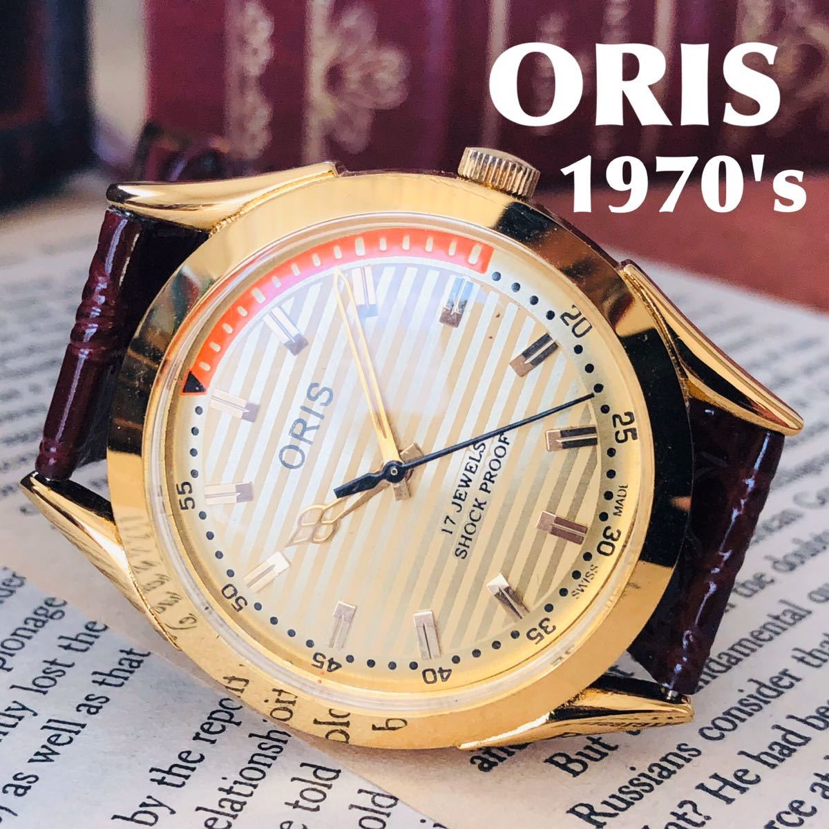 1円スタート カッコイイ 美品 大人気 オリス Oris アンティークウォッチ 手巻きメンズ腕時計 1970 Sビンテージ 35 金文字盤 Oh済 の落札情報詳細 ヤフオク落札価格情報 オークフリー スマートフォン版
