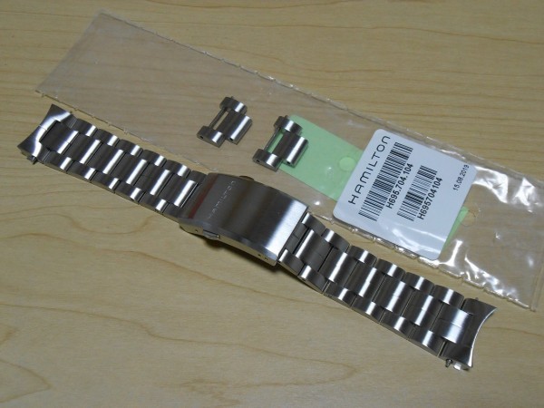 カーキフィールドオート38mm専用/ハミルトン純正ステンレスベルト 新品