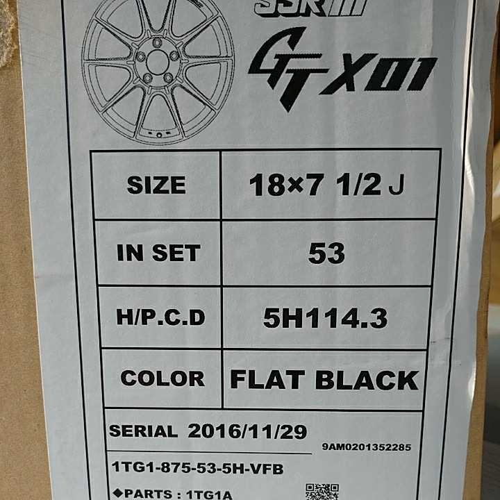 SSR GTX01 18インチ 7.5J +53 5-114.3 フラットブラック4本で送料