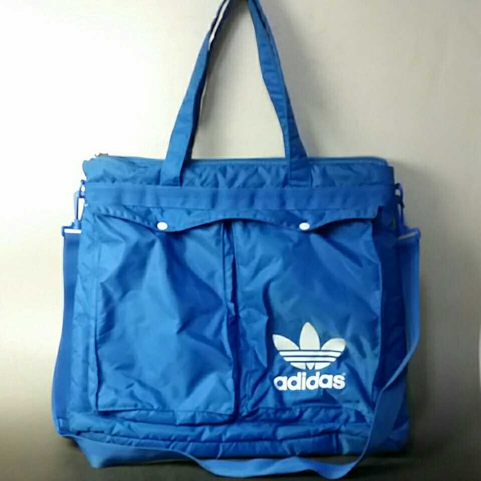 B60 Adidas ロゴ スポーツ トートバッグ 47 38 6cm ショルダー 斜めがけ鞄 ナイロン ブルー 通学 自転車 メンズ ジャンク アディダス の落札情報詳細 ヤフオク落札価格情報 オークフリー スマートフォン版