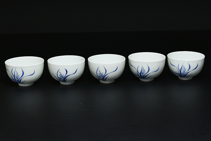煎茶道具　清風与平　染付茶碗4客 煎茶道具清風与平染付茶碗4客