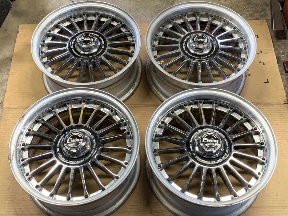 ワーク Ewing2 15インチ 114.3 4穴 2本セット □WORK E-WING Ⅱ ワーク イーウィング2 15×6.5J 114.3 +20□中古4本