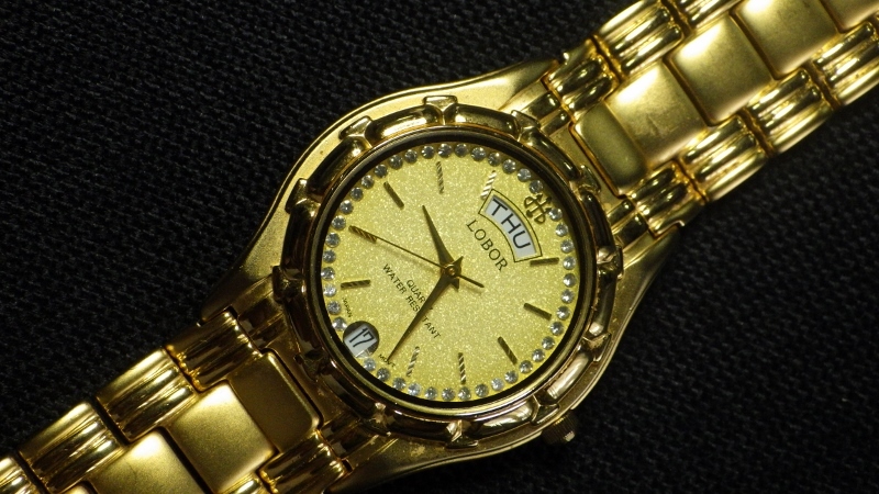23k 【稼働品】LOBOR クォーツ 腕時計 ゴールド LB926M ☆LOBOR ロバー