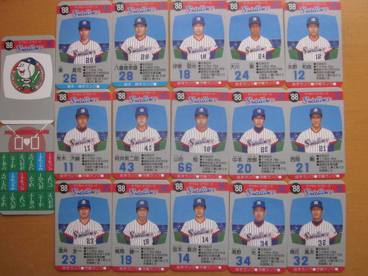昭和63年(1988年)タカラプロ野球カード ヤクルトスワローズ 全30枚