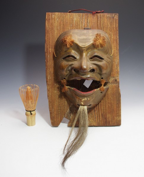 木彫 面 古道具 アンティーク 古美術 神楽面？ 古面 ホビー・楽器・アート 時代物、神楽面 木製 伝統工芸品