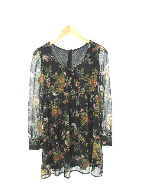 ダズリン Dazzlin ワンピース ひざ丈 花柄 長袖 S 黒 ブラック Mk42 レディース の落札情報詳細 ヤフオク落札価格情報 オークフリー スマートフォン版