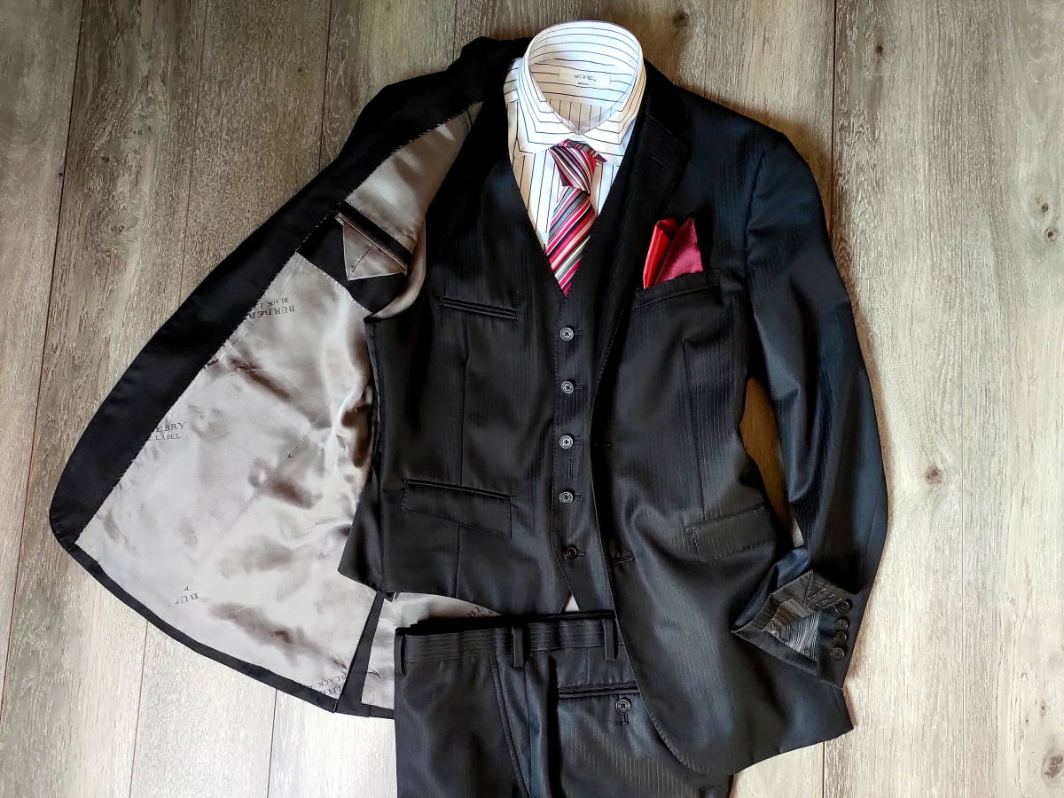 Burberry ブラックレーベル スーツ スリーピース 美品】バーバリー