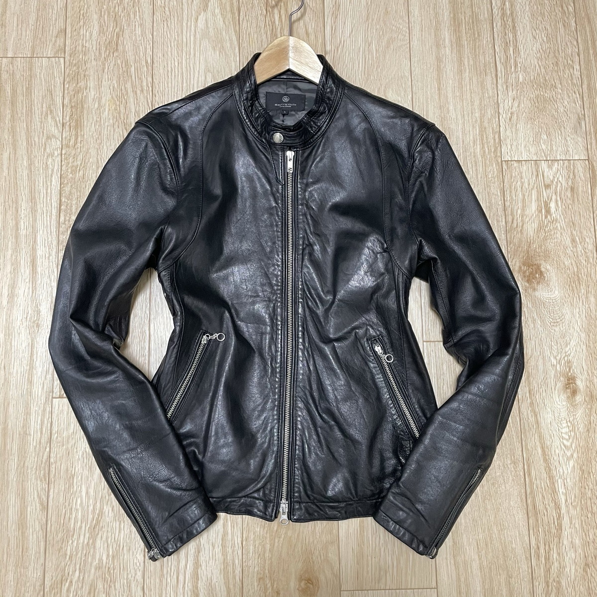 未使用級▼定価4.5万【ユナイテッドアローズ】レザージャケット/山羊革/中綿入り 未使用級▽定価4.5万【ユナイテッドアローズ】レザージャケット