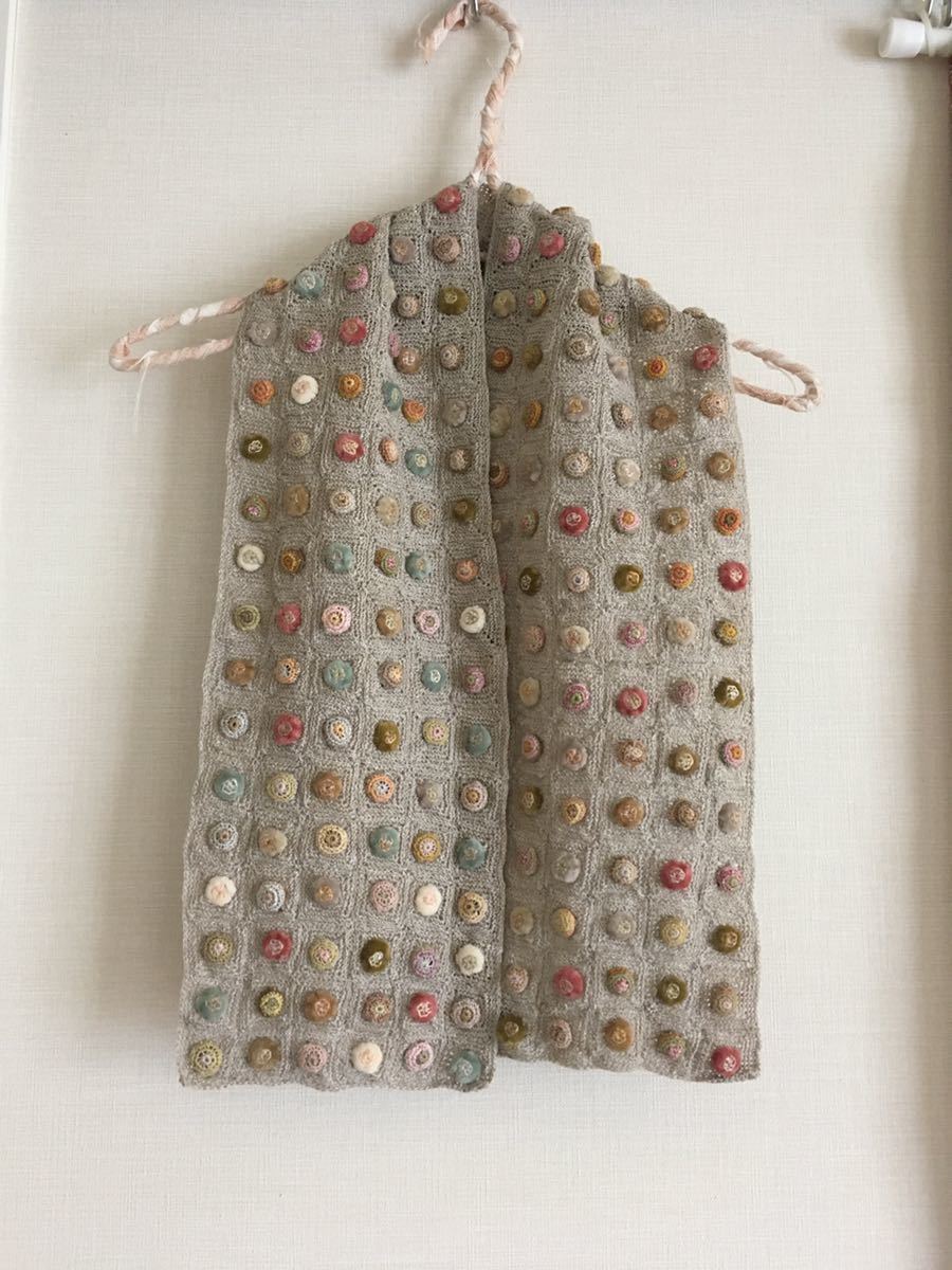 [極美品] ソフィーディガール　ポンポンストール sophie digard ポンポン リネン ストール スカーフ ベージュ