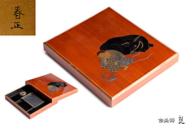 蒔絵の箱‥古美術 o2713▽良▽江戸時代花鳥蒔絵金梨子地硯箱 検 漆器蒔絵大名