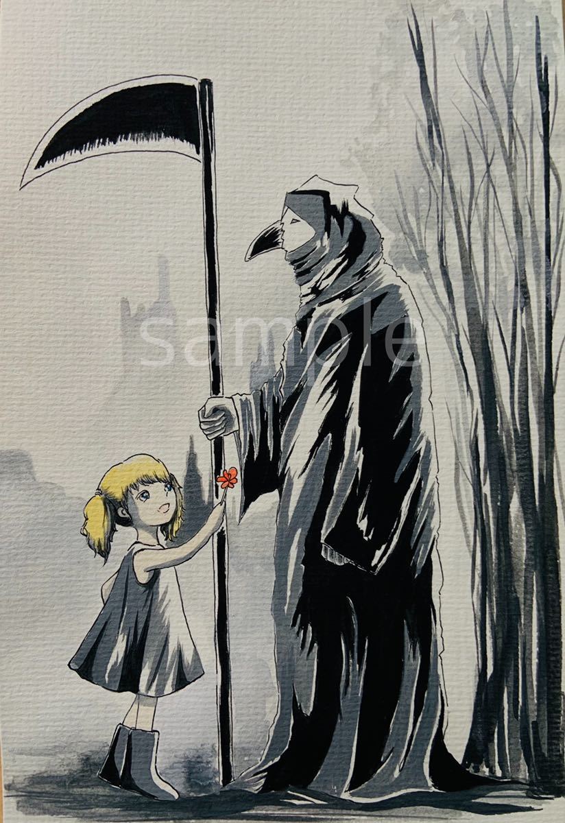 新品 オリジナル 手描きイラスト 死神の恋 ポスターカラー の落札情報詳細 ヤフオク落札価格情報 オークフリー スマートフォン版