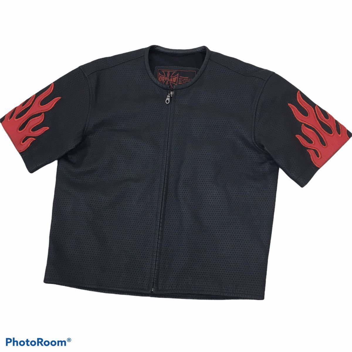 H295 本革 Outlaw Tokyo Japan パンチングレザー レザー 半袖 ジャケット ジップアップジャケット 黒 牛革 ライダース バイカー メンズ 44 の落札情報詳細 ヤフオク落札価格情報 オークフリー スマートフォン版