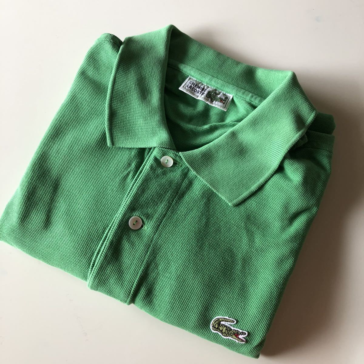 90s LACOSTE ポロシャツ L1212 グリーン サイズ5 ヴィンテージ