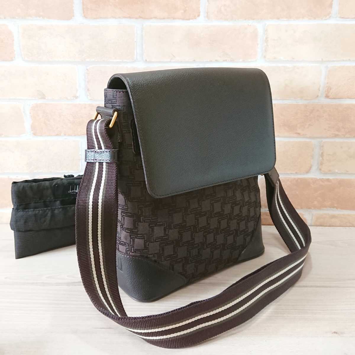 極美品！タグ付！dunhill メッセンジャーバッグ 牛革 ブラック レザー