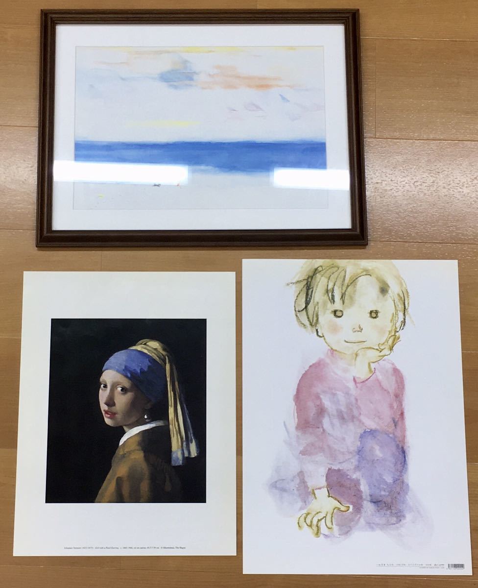 いわさきちひろ 『海辺を走る子供と小犬』＆『立てひざの少年』2点
