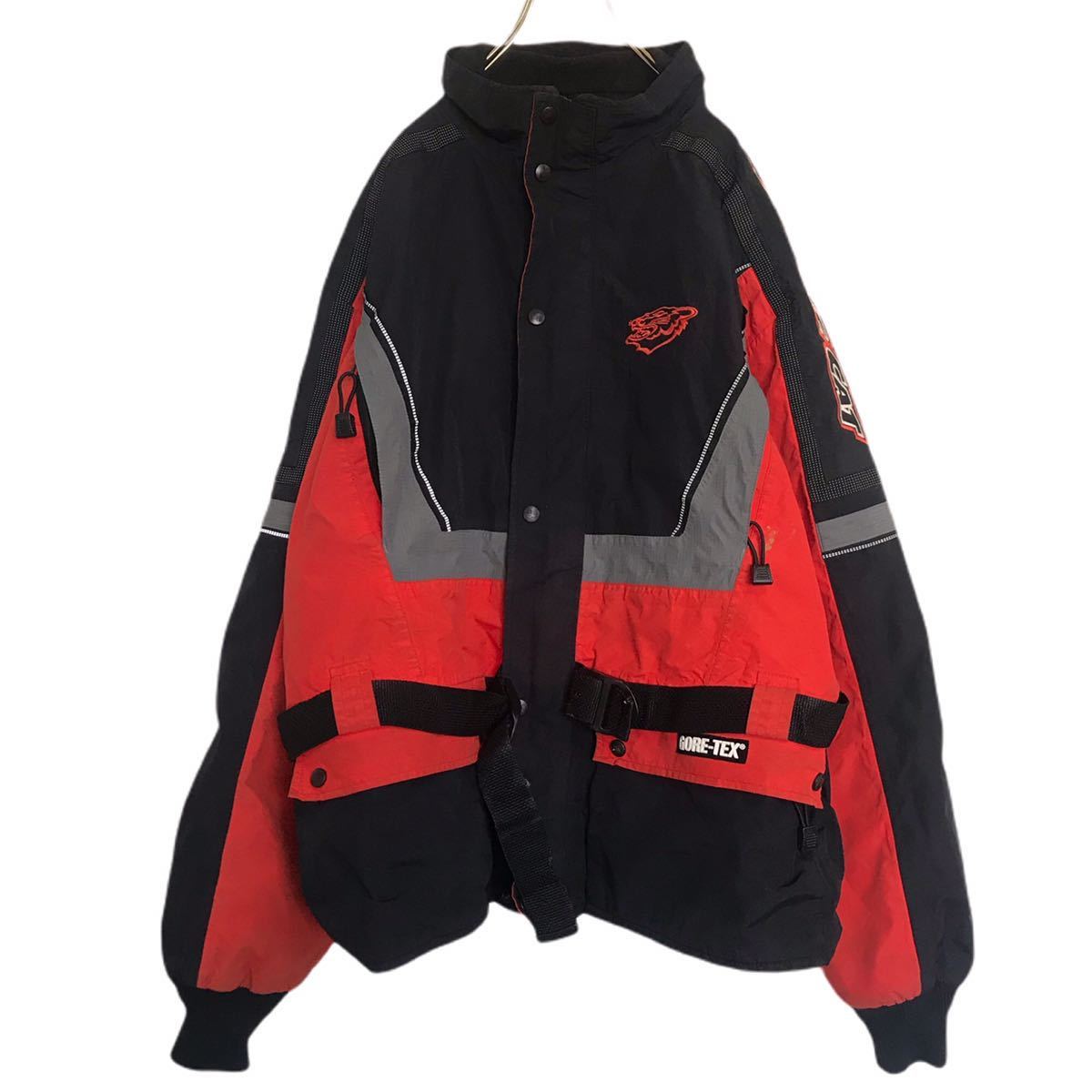【やや傷や汚れあり （詳細）】Arctic cat アークティックキャット スノーモービル ウェア ジャケット オレンジ ブラック 裏地