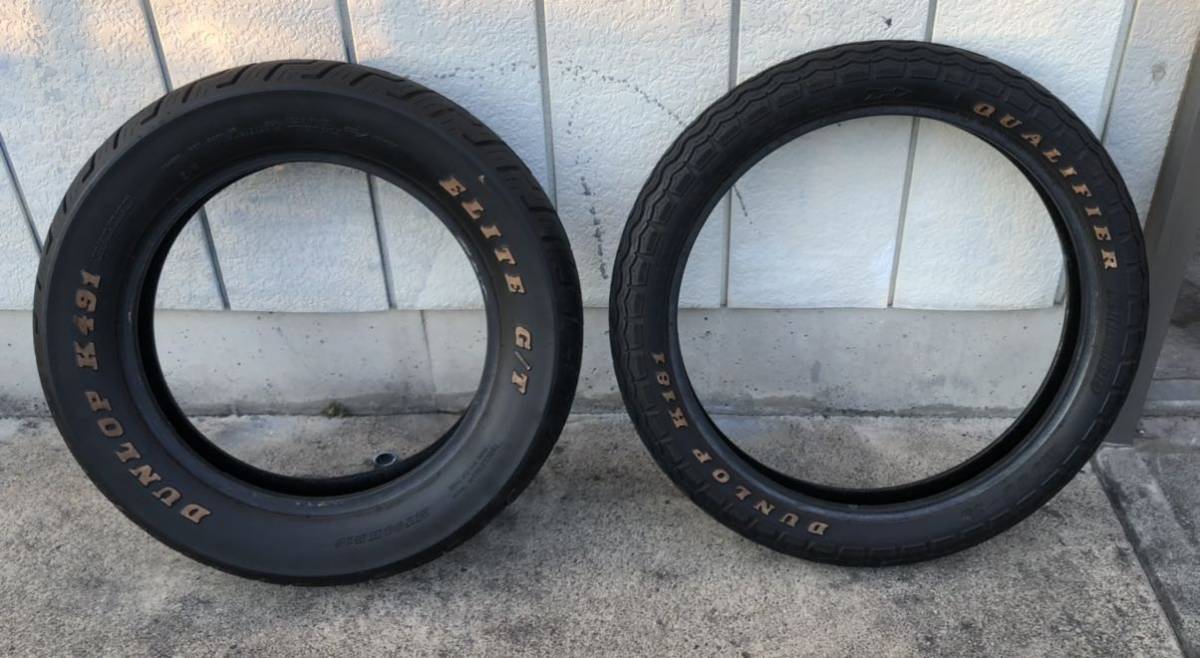 【傷や汚れあり】dunlop ダンロップ elite k491 k181 16インチ 19インチ ローライダー fxs ハーレー ホワイト