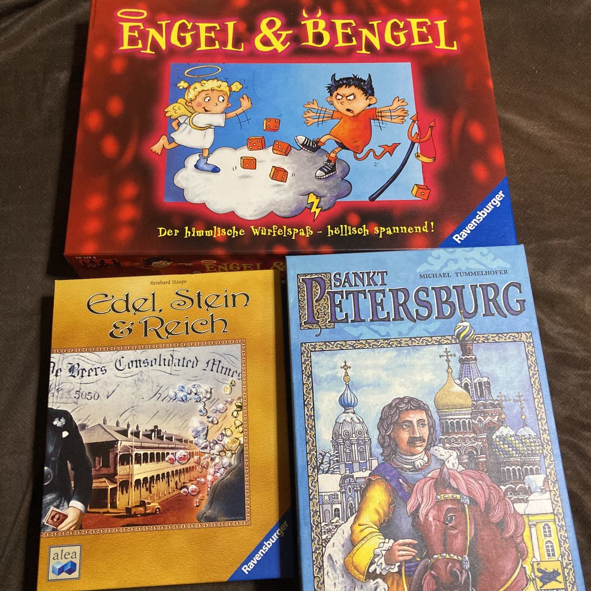 【やや傷や汚れあり】① ボードゲーム 3個まとめて ANGEL &BENGEL 宝石商 サンクトペテルブルグ 日本語版説明書付き 海外ゲーム