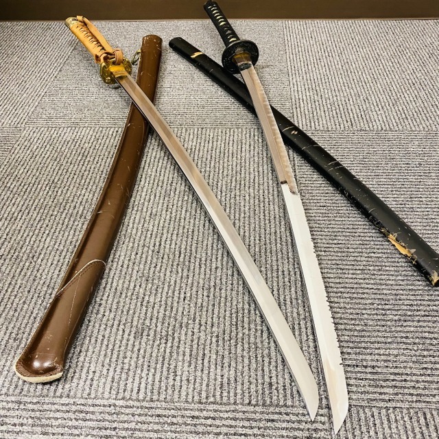 江戸期 鉄製 長さ270cm鎖に分銅付き 先端に鎌槍が付く 鎖鎌 武具