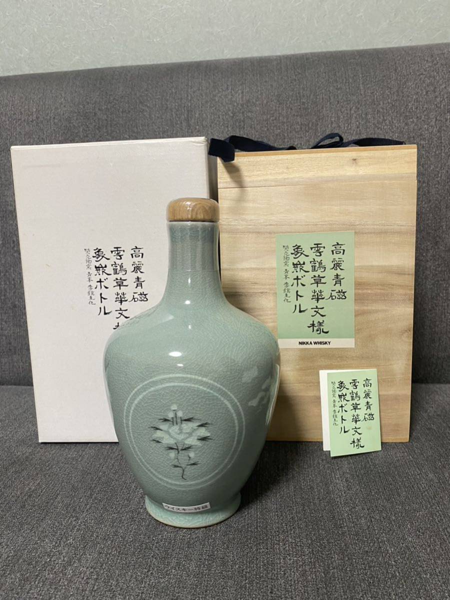 未開栓NIKKA WHISKY象嵌ボトル(特選ブレンド) 高麗青磁 雲鶴草華文様