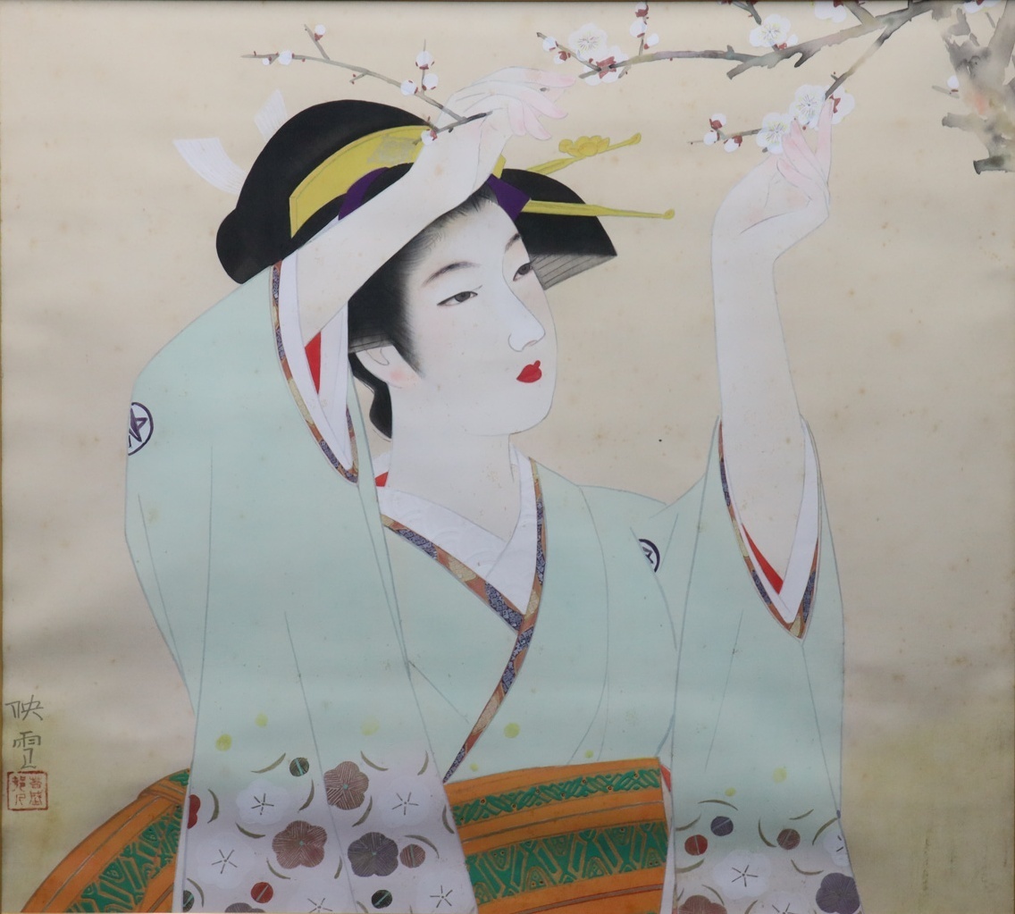 人間国宝 伊東深水 雪の夜 版画