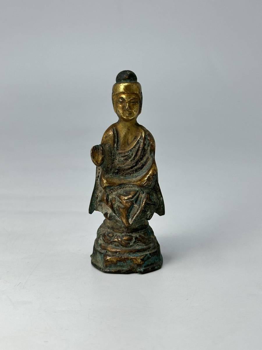 やや傷や汚れあり】時代物 蔵出し 李朝 朝鮮 金銅仏坐像（金銅 唐物