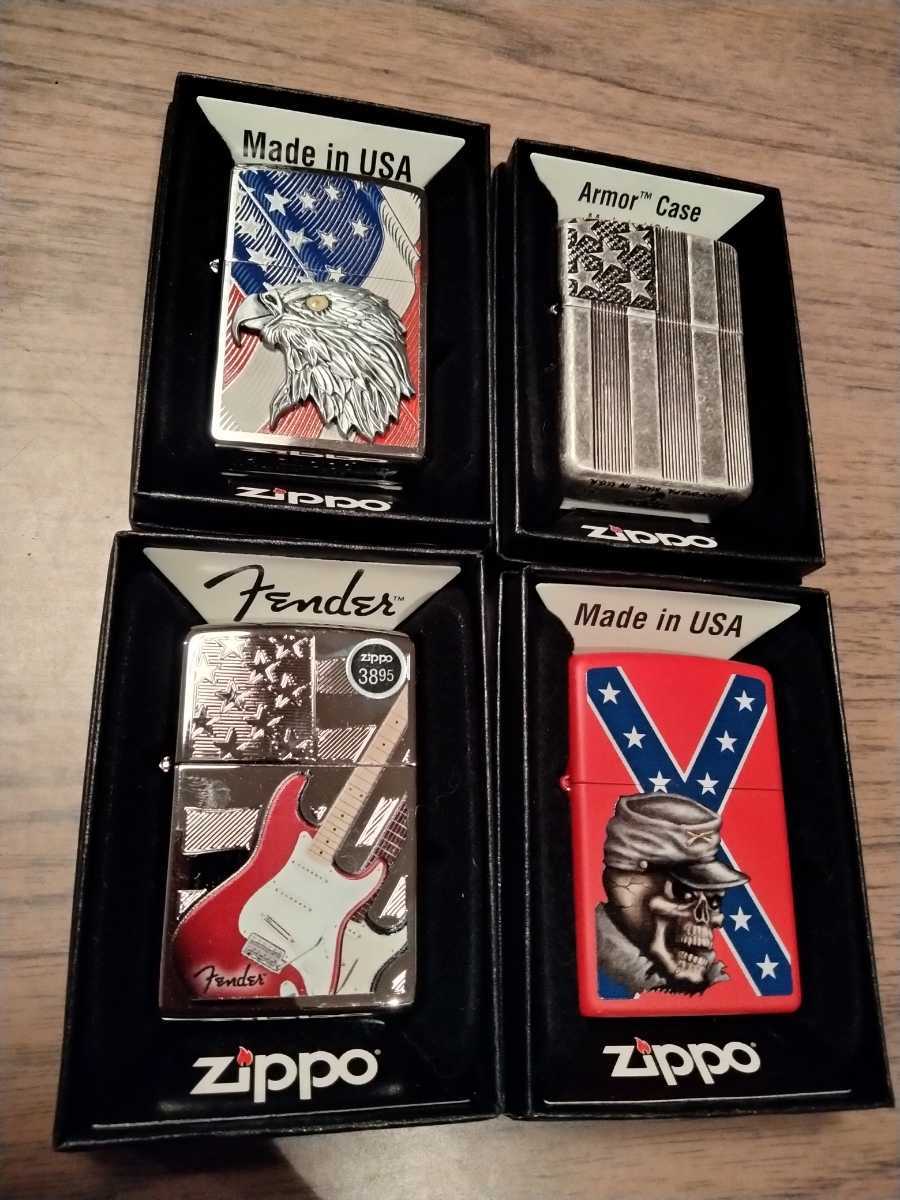 【未使用】ZIPPO 未使用品 US FLAG Fender Guitar Eagle emblem confederate FLAG