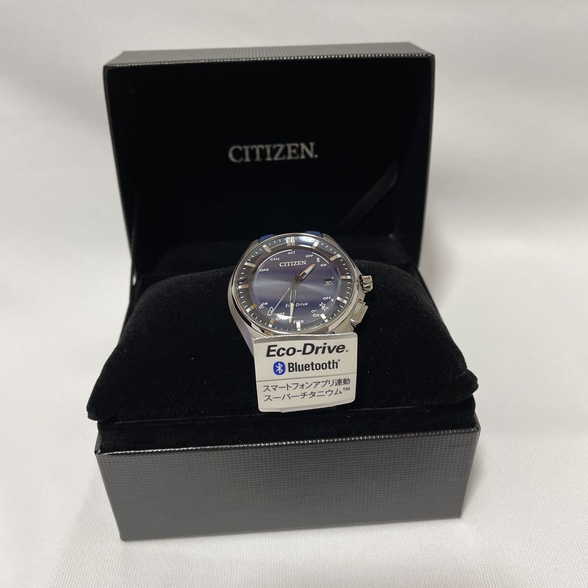 極美品】シチズン 腕時計 Bluetooth ソーラー W410 ネイビー