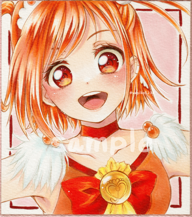 未使用】同人手描きイラスト□ミニ色紙□キュアサニー□スマイル