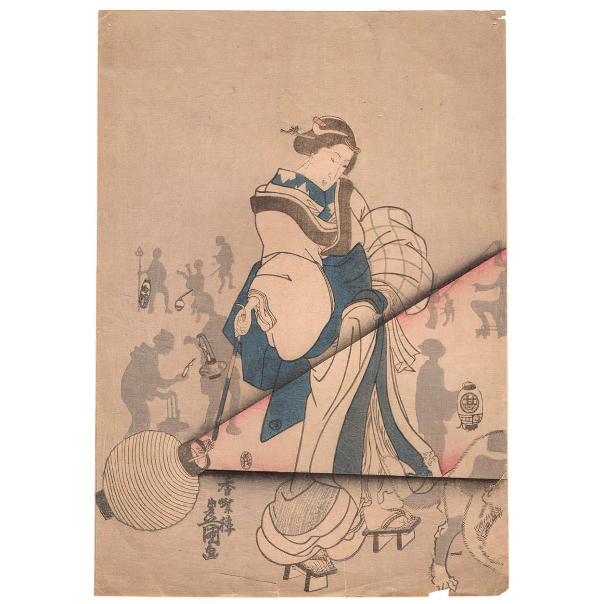 希少 歌川国貞 五渡亭国貞 玄徳風雪訪孔明見立 三枚の内一枚 三国志