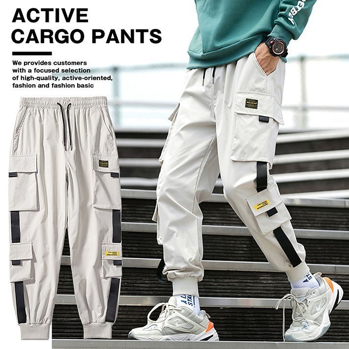 【未使用】カーゴパンツ ジョガーパンツ メンズ レディース コットン 薄手 アメカジ ワークパンツ 7987812 3XL オフホワイト 新品