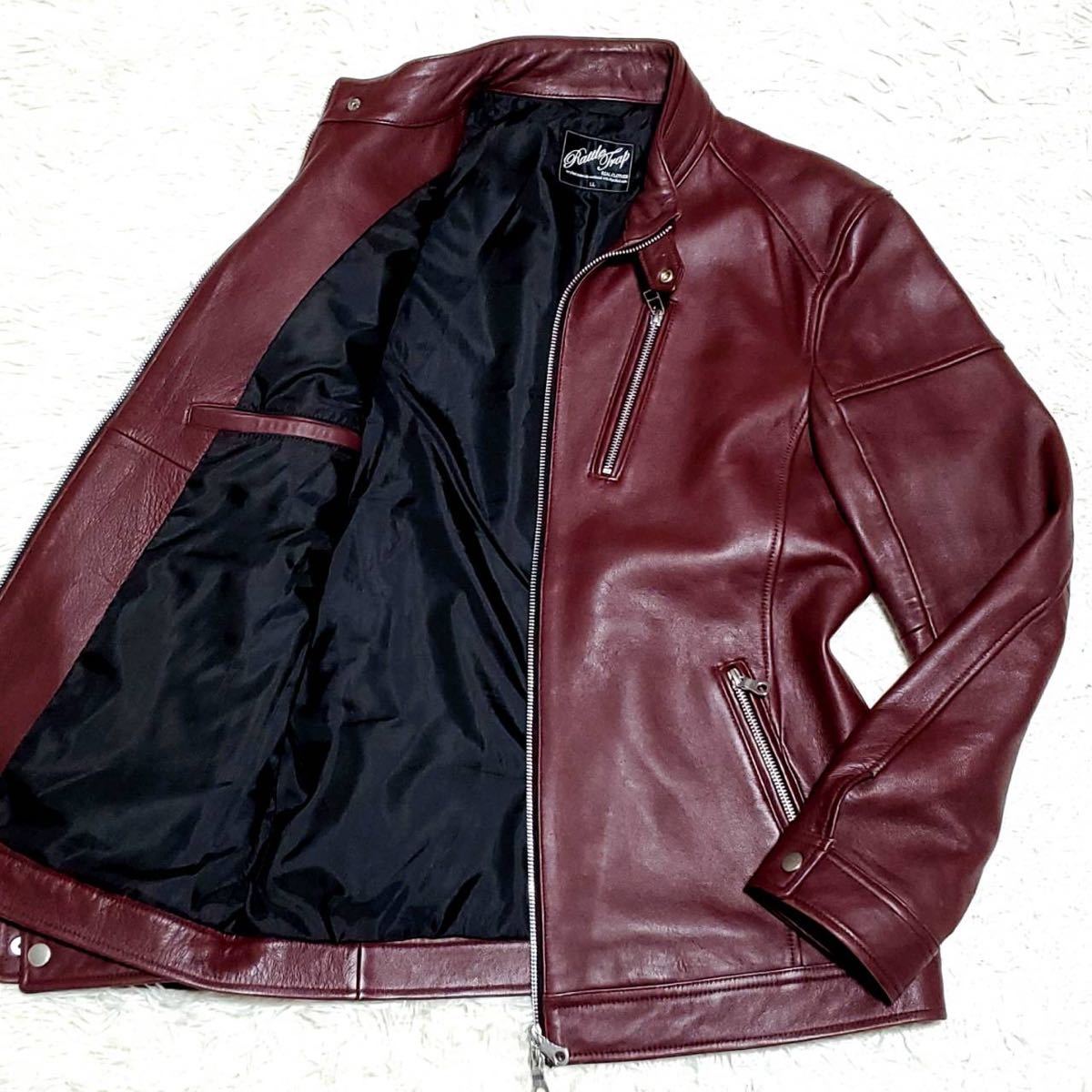 極美品 ディーゼル 羊革 シングル ライダース パンチング加工 赤 