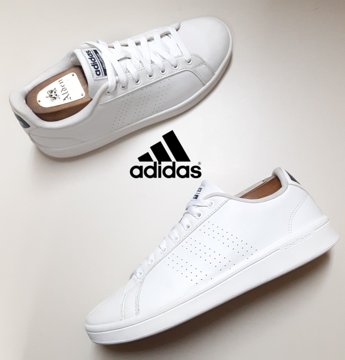 【やや傷や汚れあり】最値!良品!定価7689円!完成型モデル!クラシックデザイン!アディダス クラウドフォームバルクリーン高級レザー