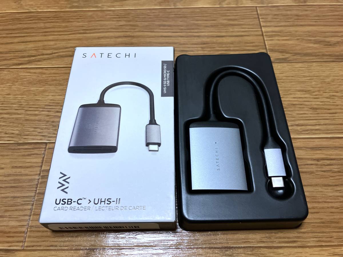 【未使用に近い】Satechi USBC アルミニウム UHSII MicroSDカードリーダー SDカードリーダー スペースグレイ サテ